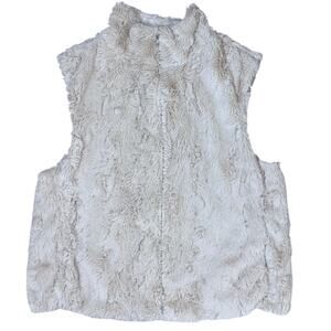 5/48 Saks Fifth Avenue Faux Fur Vest Pockets Open Front Zip Up Size XS
